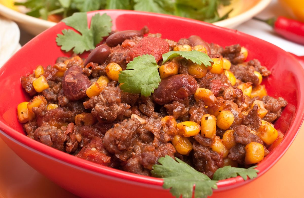 Puten-Chili mit Mais und schwarzen Bohnen