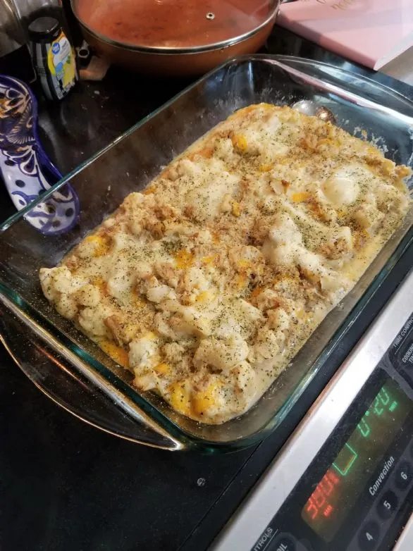 Grüne Enchilada Hähnchen Blumenkohl Auflauf