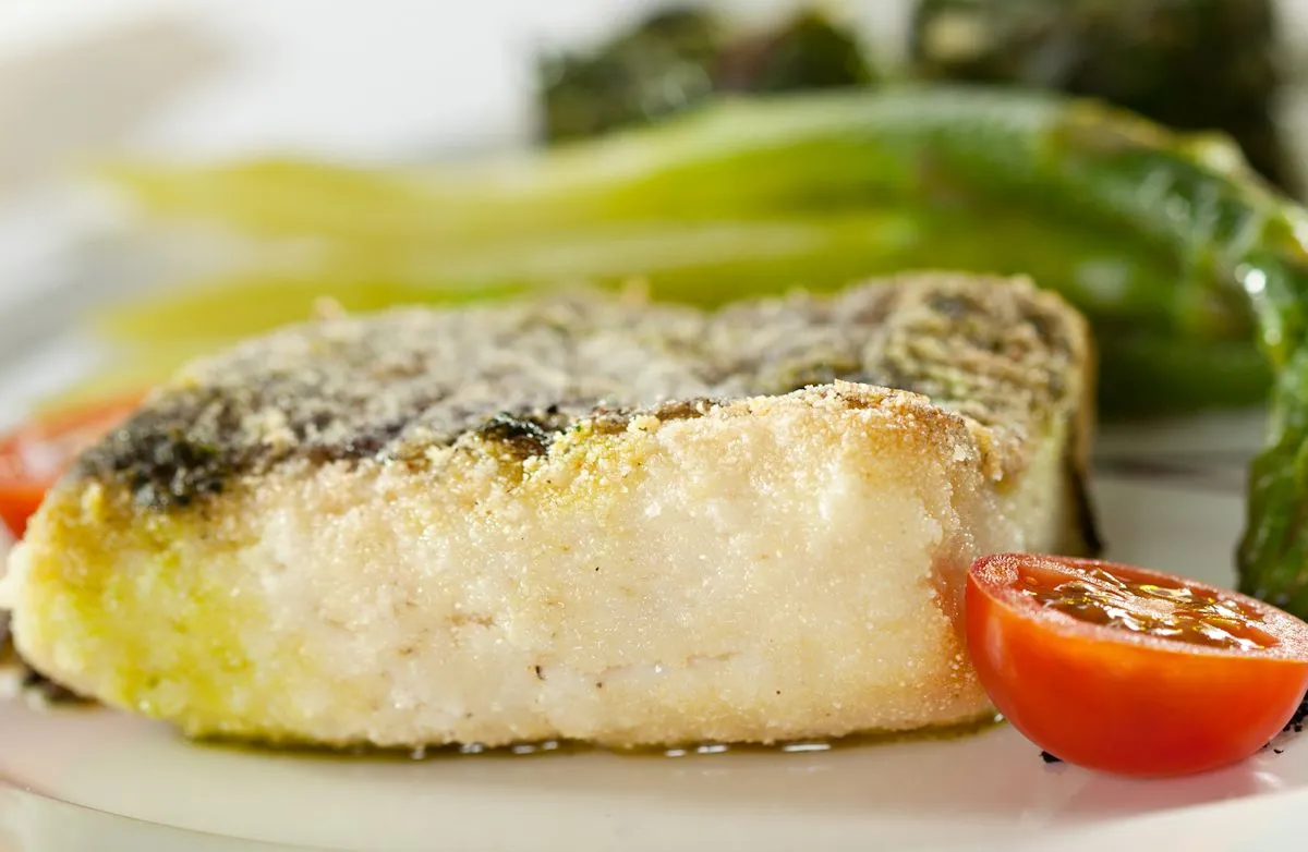 Cremig gebackener Heilbutt