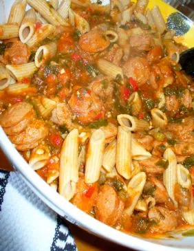 Cajun-Wurst-Pasta Florentine