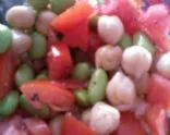 Edamame, Kichererbsen, Tomatensalat