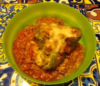 Pfannen-Puten gefüllte grüne Paprika