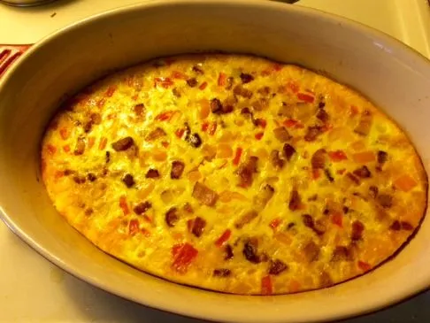 Quiche ohne Boden mit Paprika und Speck