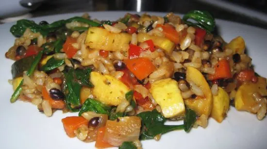 Regenbogen-Gemüse und Reis