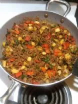 Salsa und Rindfleisch-Pfanne