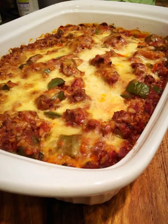 Gefüllter grüner Paprika Auflauf