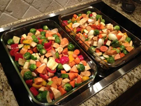 Gemüse, im Ofen geröstet mit Balsamico-Essig (6,5 oz oder 184 g Portion)