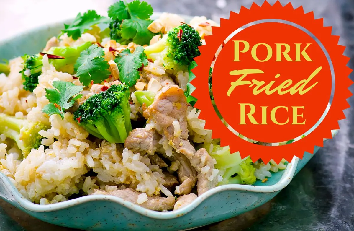 Schweinefleisch gebratener Reis