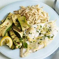Zitronenflunder mit geröstetem Zucchini