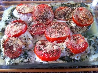 Kabeljau mit Spinat und Hüttenkäse