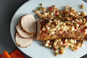 Schweinebraten mit frischer Birnensalsa