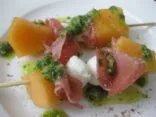 Melonen-, Prosciutto- und Mozzarella-Brochettes