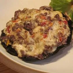 Mit Meeresfrüchten gefüllte Portabello-Pilze für 1