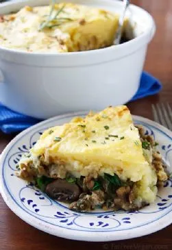 Linsen-/Pilz-Veganer Shepherd's Pie