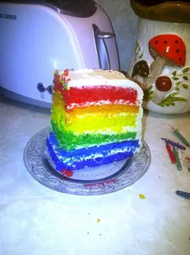 Regenbogen-Geburtstagskuchen mit Frischkäse-Frosting