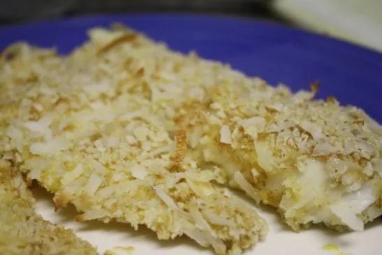 Kokosnusskrustierter Ofen-gebackener Fisch