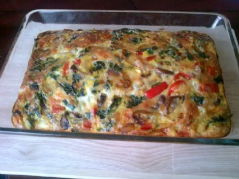 Frühstücksauflauf mit Grünkohl und Champignons