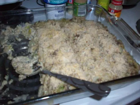 Leichte Rinderhackfleisch-, Reis- und Kohlauflauf