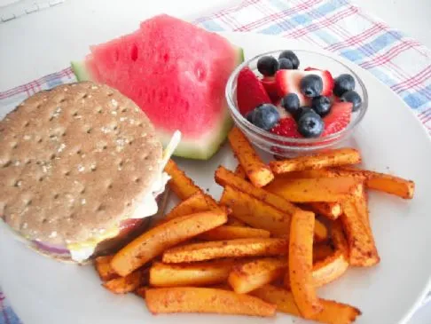 Gebackene Butternusskürbis "Pommes"