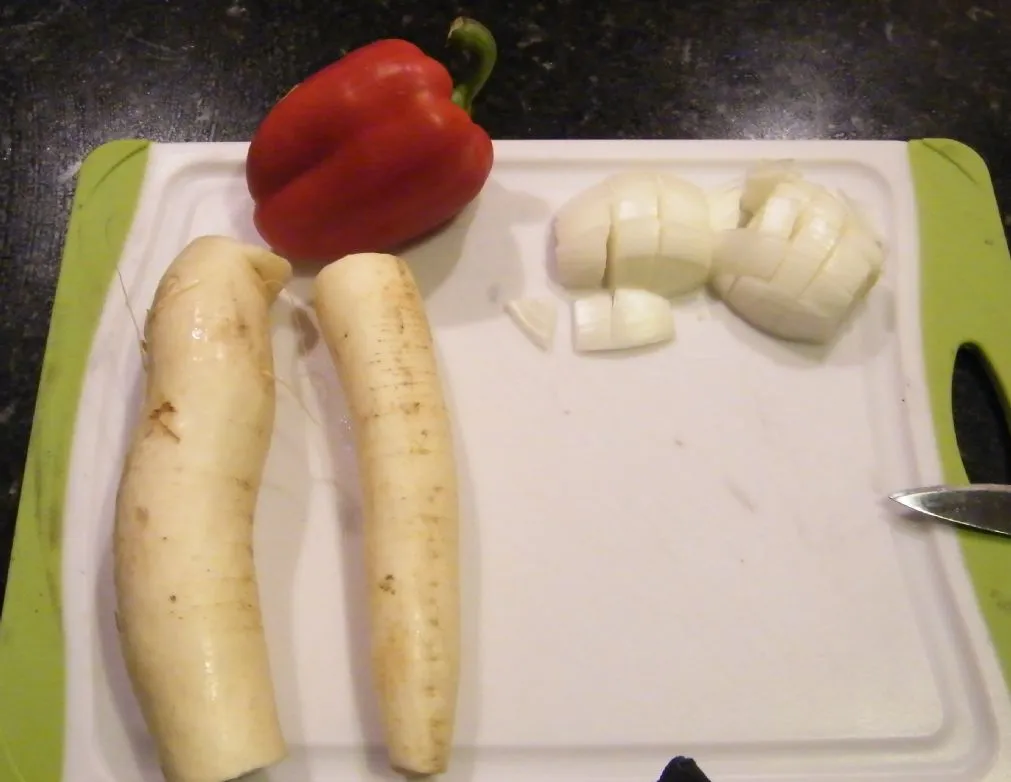 Schinken-Hash mit Daikon