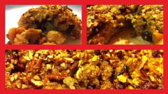 Überbackenes Hafergericht mit Zimtäpfeln, Bananen und Craisins