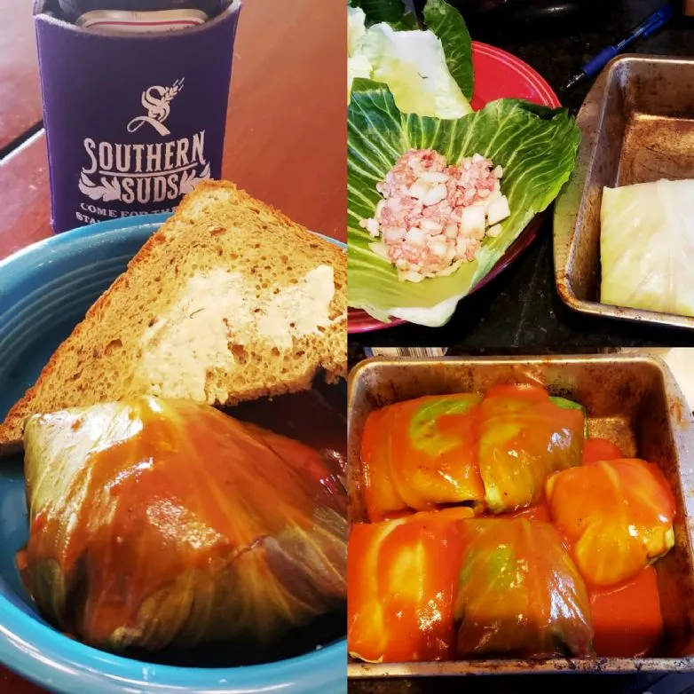 Überbackener gefüllter Kohl