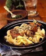 Gebratene Schweinekoteletts mit Soße