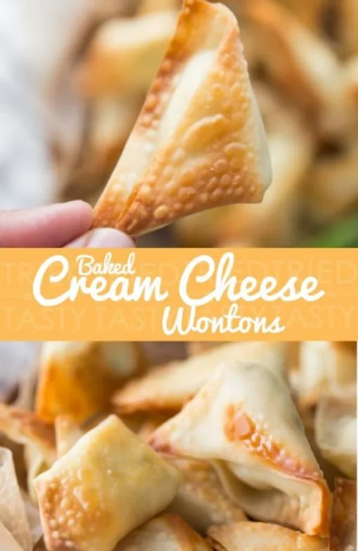Leichte gebackene Frischkäse-Wontons