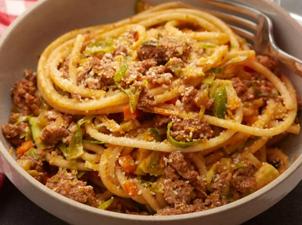 Bucatini Pasta Bolognese