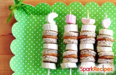 Erdnussbutter-Bananen-Sandwich-Kabobs