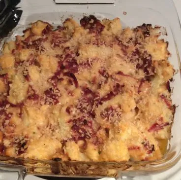 Käse-Blumenkohl mit Putenbacon