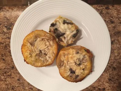 Gemüse-Soufflés (Champignon, Spinat, Käse, Eier)