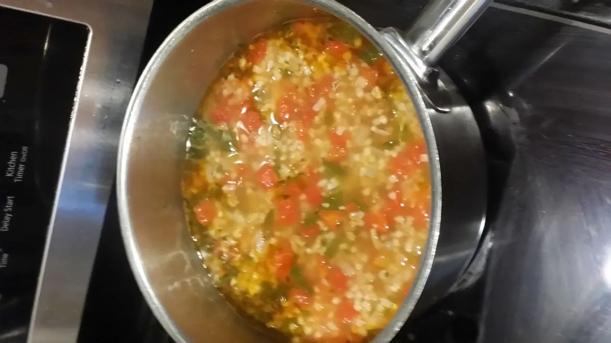 Hamburger-Tomaten "Reis" Suppe