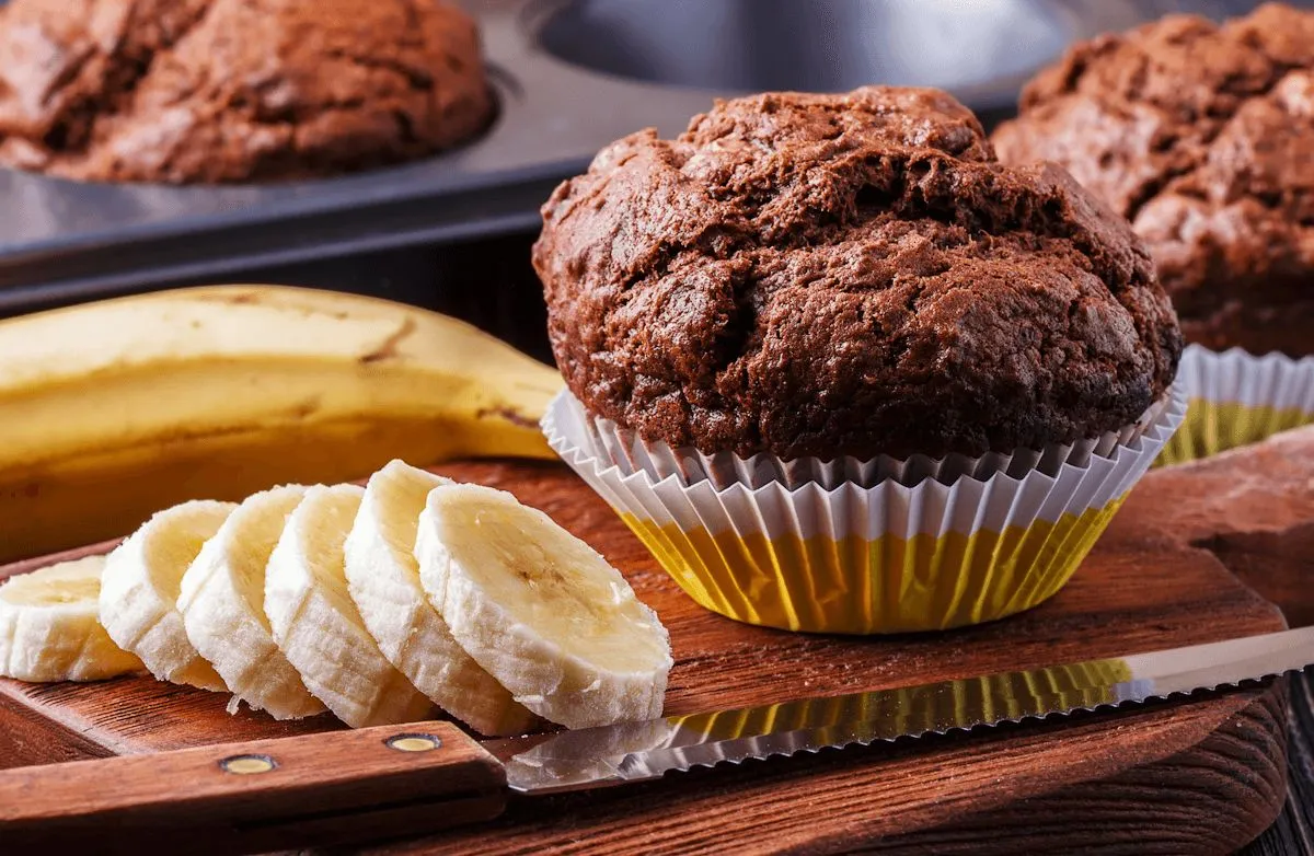 Eierfreie Schokoladen-Bananen-Muffins oder Brot