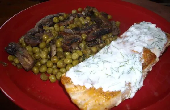 Fisch, Pilze & Erbsen