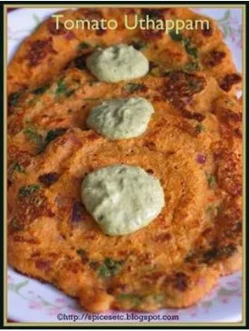 Tomato Uthappam (schnell) - in 10 Minuten
