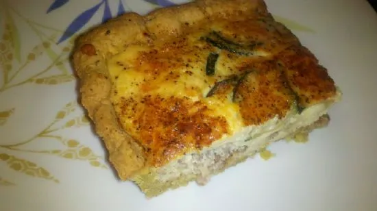 Zucchini-Wurst-Zwiebel-Quiche-Füllung