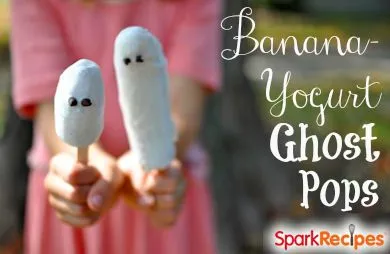 Bananen-Joghurt-Geister (Gesunde Halloween-Eis am Stiel)
