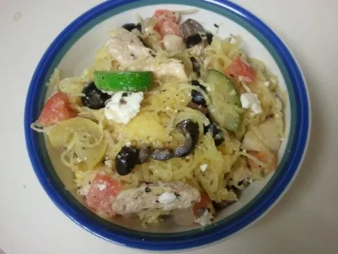 Spaghetti-Kürbis mit Hähnchen