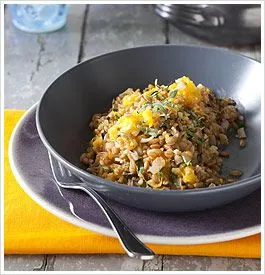 Geröstetes Butternut-Kürbis-Farro-Risotto nach Tosca Reno