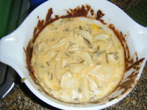 Gratinierte Kartoffeln mit grünen Bohnen