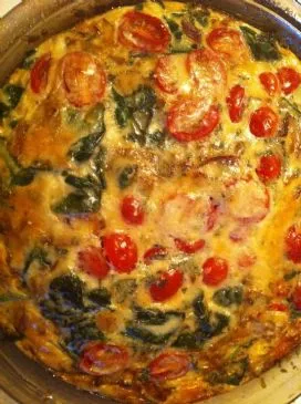 Frittata mit Knoblauch, Spinat und Zwiebel