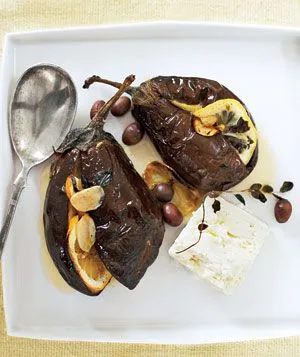 Geröstete Baby-Auberginen