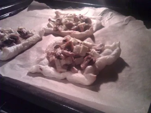 Pilz- und Lauch-Teigquadrate