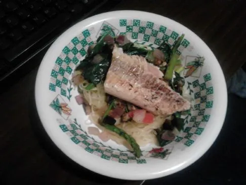 Lachs-Spaghetti-Kürbis