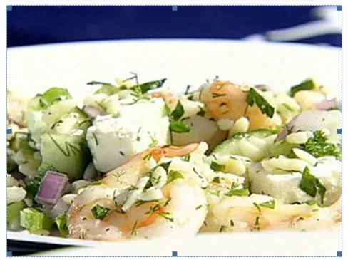 Geröstete Garnelen und Erntekörner