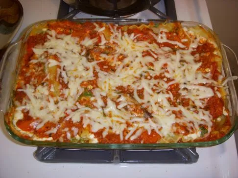 Vegetarische Spinatlasagne
