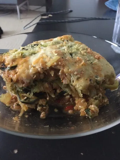 Gebackener Spaghetti-Kürbis mit Putenhackfleisch
