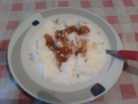 Birne mit Haferflocken