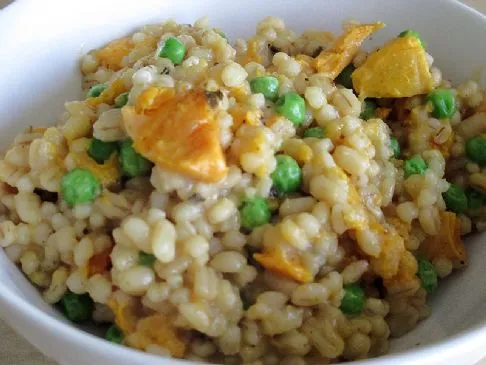 Überbackenes Gersten-Süßkartoffel-Risotto